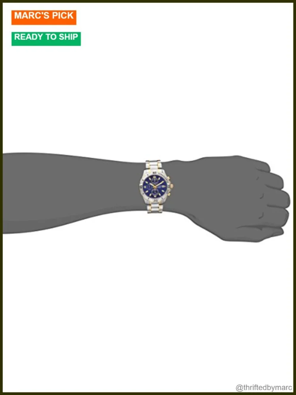 39mm Stainless Steel Mens Watch with Chronograph and Date Window